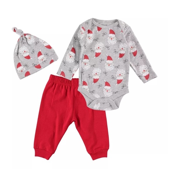 chick pea Other - Baby Boys or Girls Santa Bodysuit & Joggers with Matching Hat, 3 Piece Set 18 Mo